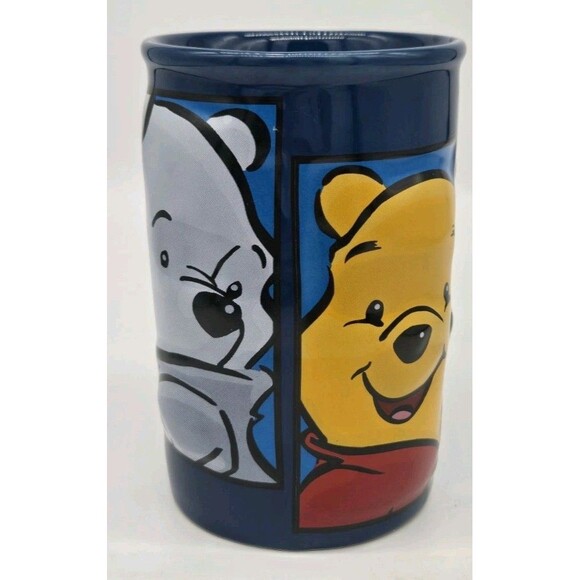 Disney Store 3-D Winnie The Pooh Large Ceramic Coffee Tea Mug Blue Red Yellow - Picture 5 of 10